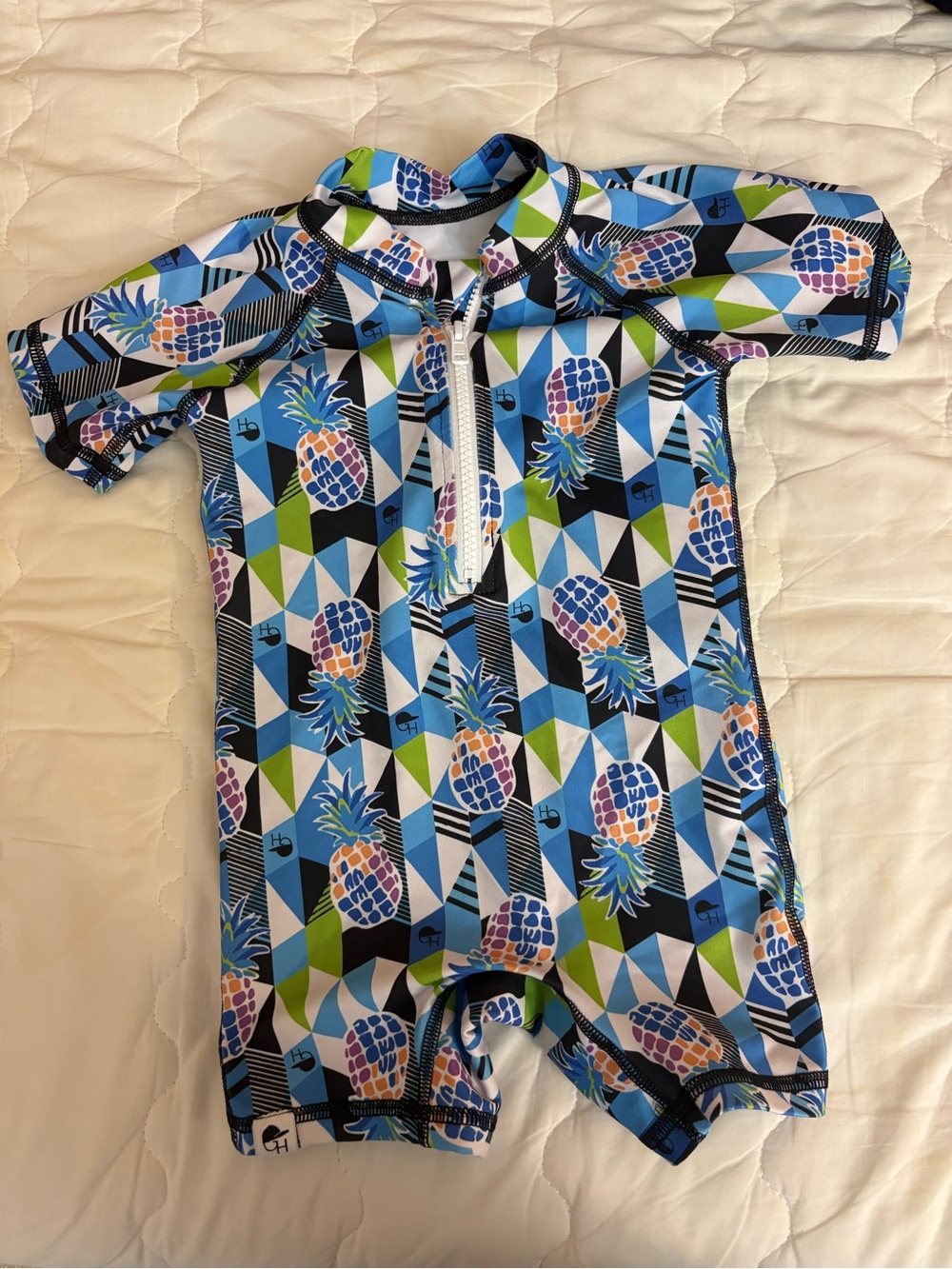 George Hats Pineapple Print Short-Sleeve Swim One-Piece Sunsuit 18-24 Months